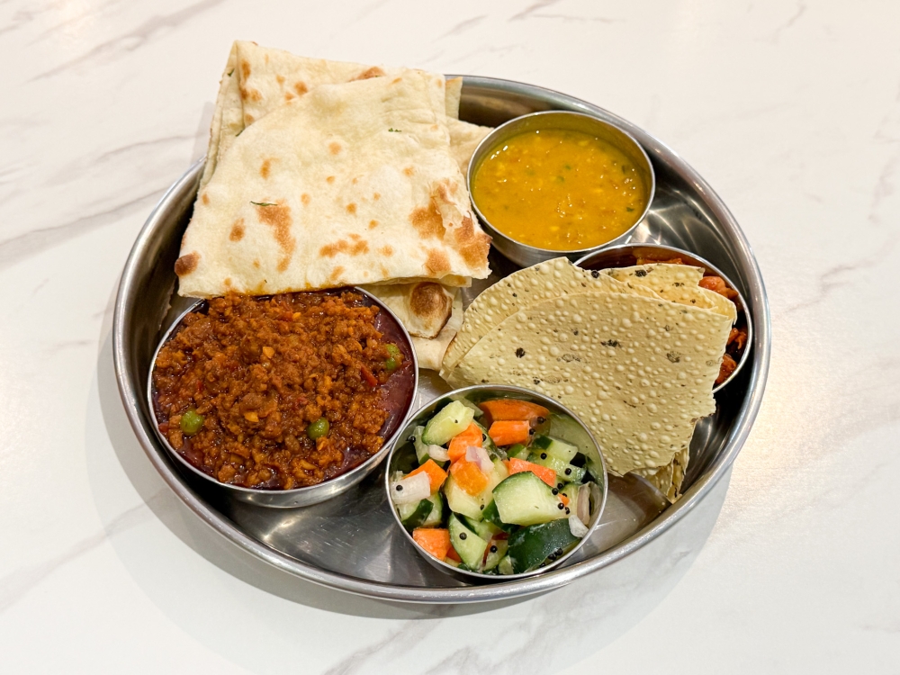 Northern Indian set meals, featuring a choice of protein like this Keema Mutter, can be ordered for lunch. — Picture by Lee Khang Yi