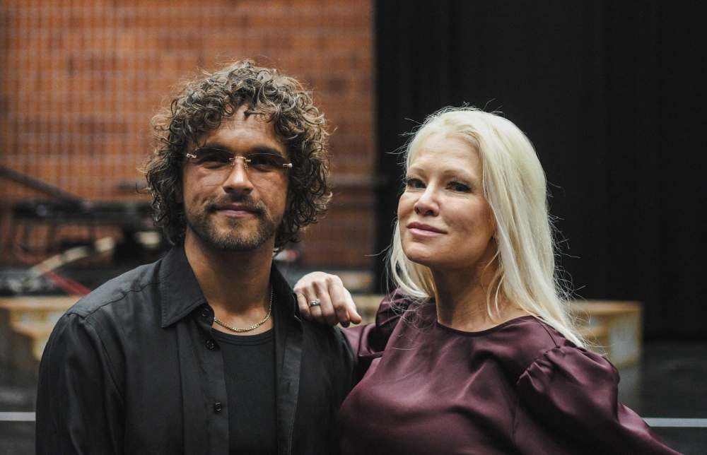 Finnish violinist Linda Lampenius (right) and singer Pete Parkkonen are touted as the favourite to win the world’s biggest talent show in Vienna on May 16, 2026 with their song ‘Liekinheitin’ (Flamethrower). — AFP pic