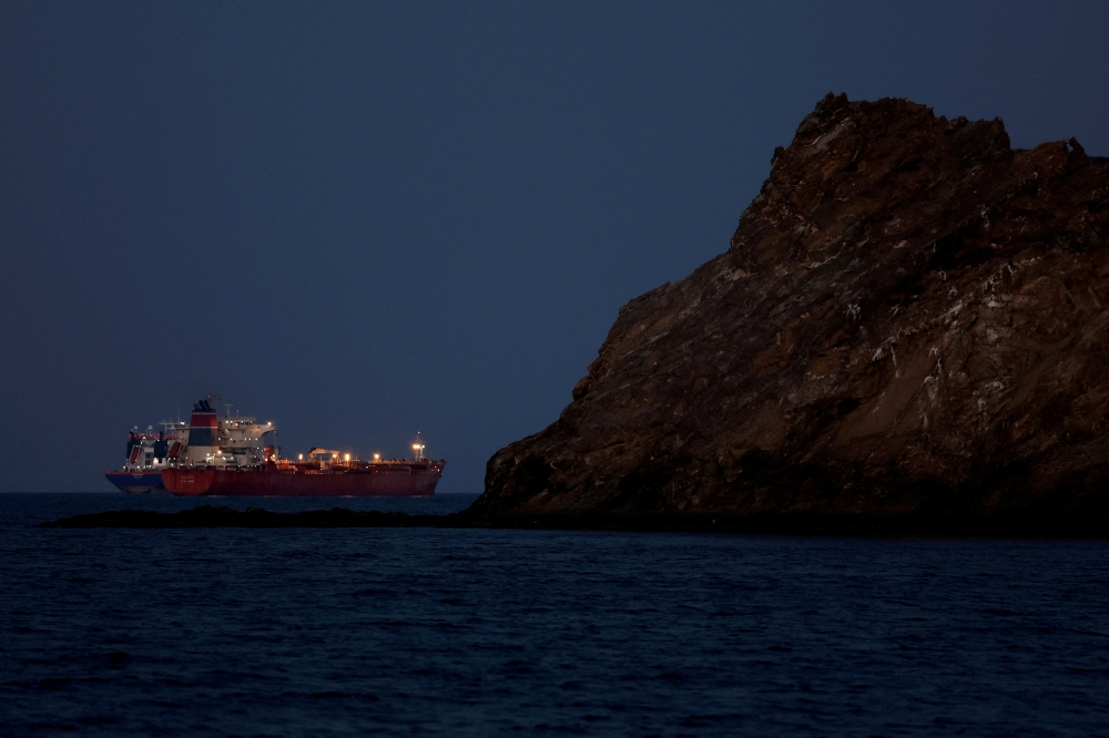 The Callisto tanker sits anchored as the traffic is down in the Strait of Hormuz, amid the US-Israeli conflict with Iran, in Muscat, Oman March 10, 2026. — Reuters pic  