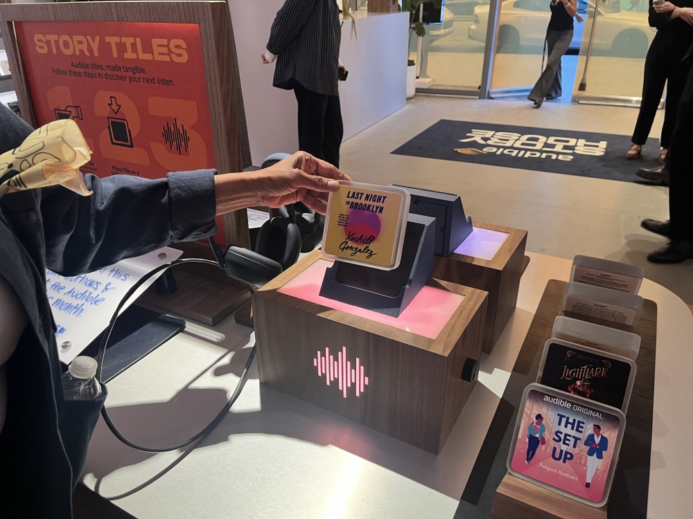 Audible’s Story House features speaker-lined listening rooms and a ‘Listening Bar’ to help visitors find audiobooks. — AFP pic