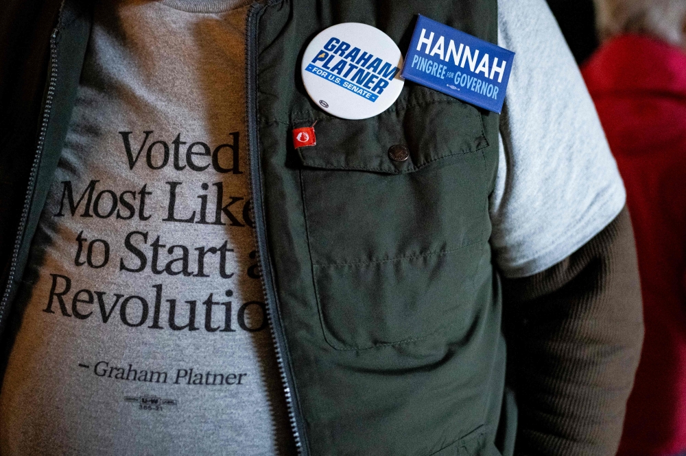 Supporters gathered in a rustic barn to hear Platner speak and answer un-screened questions from the audience in Appleton, Maine on May 2, 2026. — Getty Images via AFP
