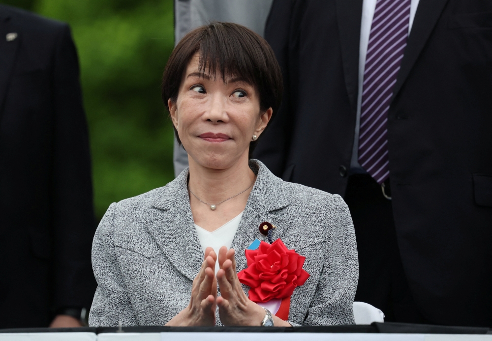 Japan’s Prime Minister Sanae Takaichi attends an annual May Day rally, organized by the Japanese Trade Union Confederation, known as Rengo, at Yoyogi Park in Tokyo, Japan April 29, 2026. — Reuters pic