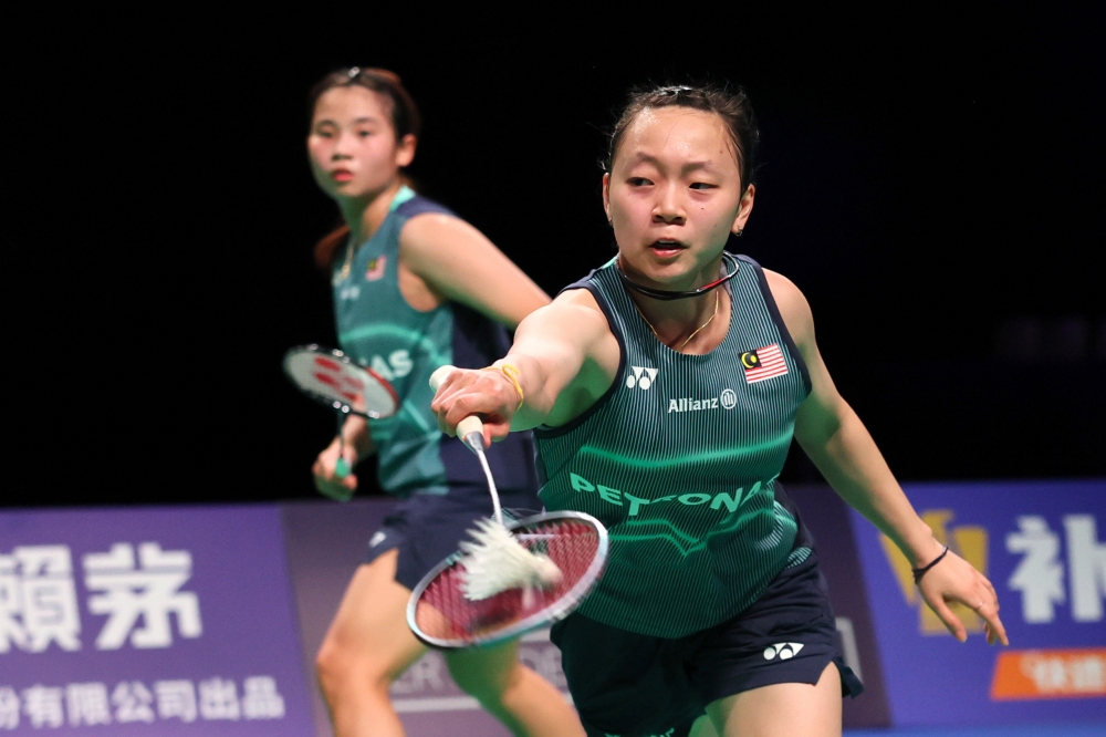 Malaysia’s Ong Xin Yee and Carmen Ting play China’s Liu Sheng Shu and Tan Ning in the Uber Cup quarter-final at Forum Horsens in Horsens, Denmark, April 30, 2026.