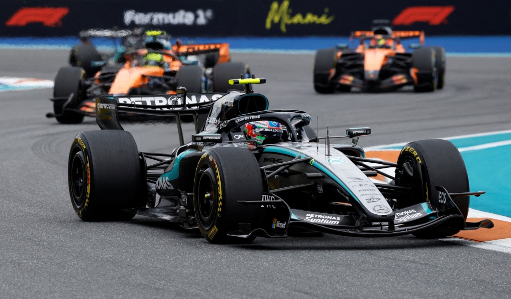 Mercedes driver Andrea Kimi Antonelli in action during the Miami Grand Prix at Miami International Autodrome in Miami, Florida, May 4, 2026. — Reuters pic