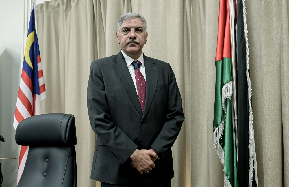 Palestine’s Ambassador to Malaysia Jehad Fouad Alqdra during an interview with Bernama at his office recently. — Bernama pic