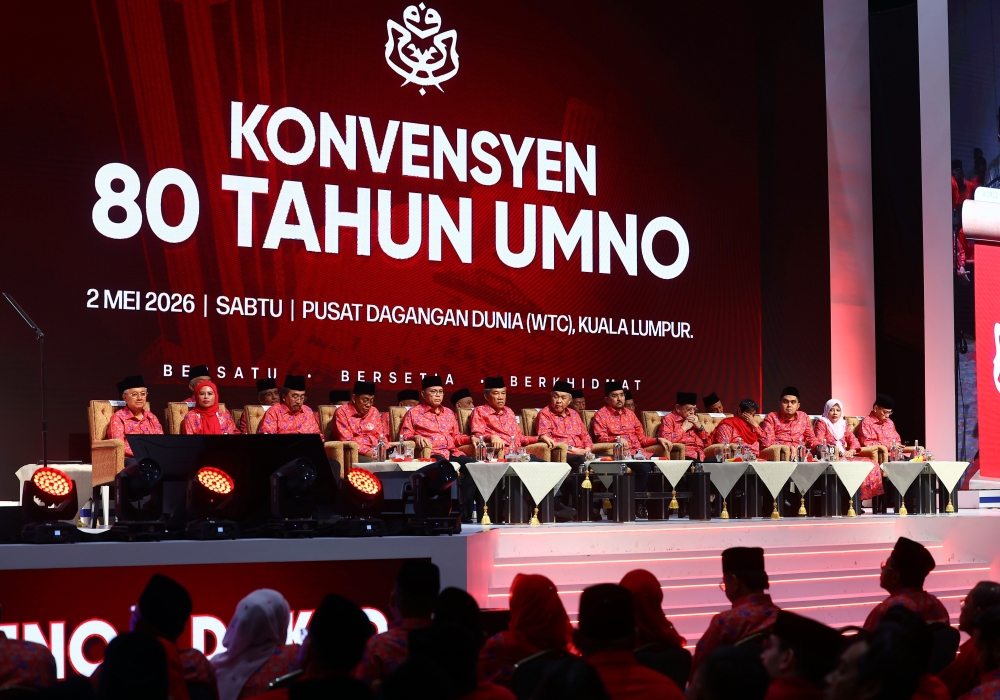 Umno leaders attend the Umno 80th Anniversary Convention at the World Trade Centre Kuala Lumpur on May 2, 2026. — Bernama pic