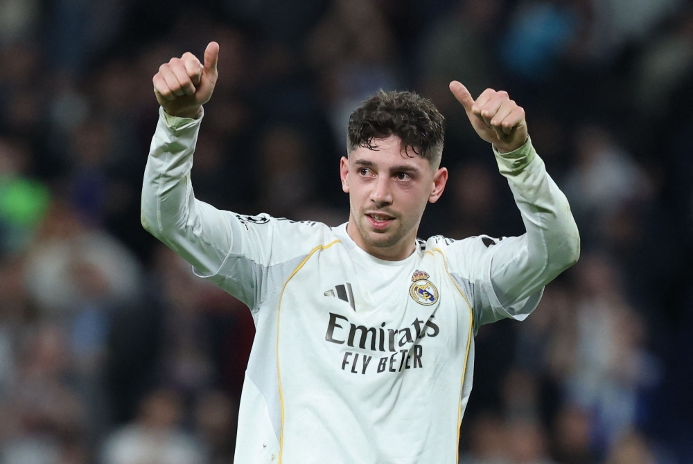Real Madrid’s Uruguayan midfielder #08 Federico Valverde reacts at the end of the Uefa Champions League last 16 first leg football match between Real Madrid CF and Manchester City at Santiago Bernabeu Stadium in Madrid March 11, 2026. — AFP pic