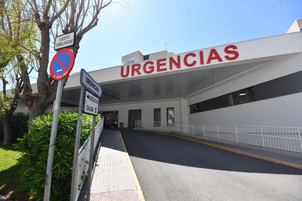 Exterior of the emergency unit area of Sant Joan university hospital where a woman with symptoms consistent with a hantavirus infection is being treated, according to local media, in Alicante, Spain May 8, 2026. — Reuters pic