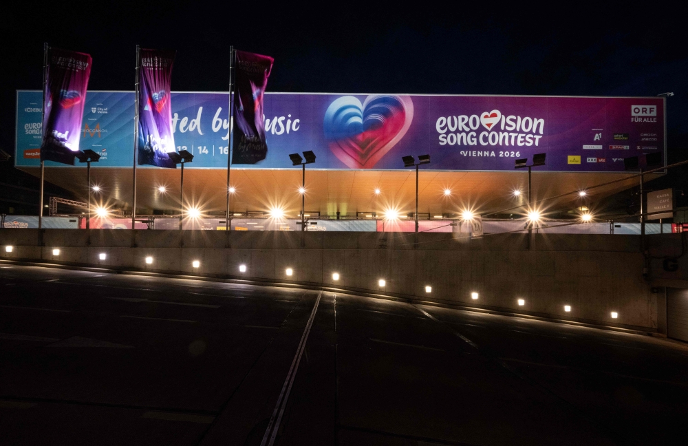 The official venue of the 2026 Eurovision Song Contest, the Wiener Stadthalle, is pictured in Vienna May 6, 2026. — AFP pic 