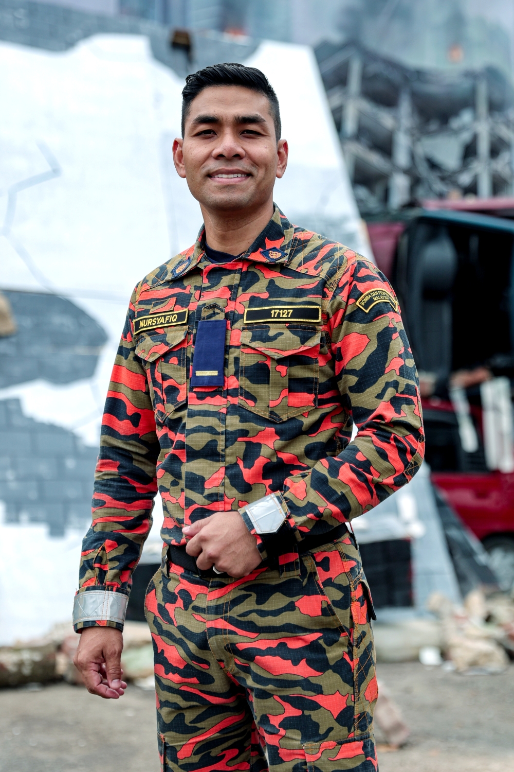 Firefighter Syafiq Farhain, who is also a singer, poses for a picture in Johor Bahru May 11, 2026. — Bernama pic