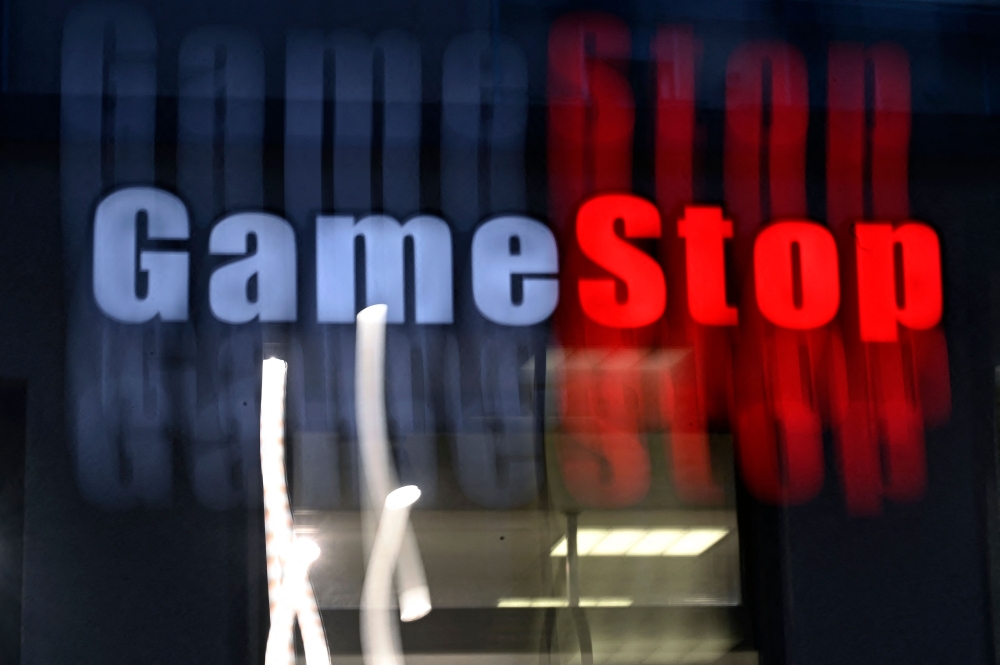 The logo of video game retailer GameStop is seen at a shop in Duesseldorf, western Germany on January 19, 2022. — AFP pic