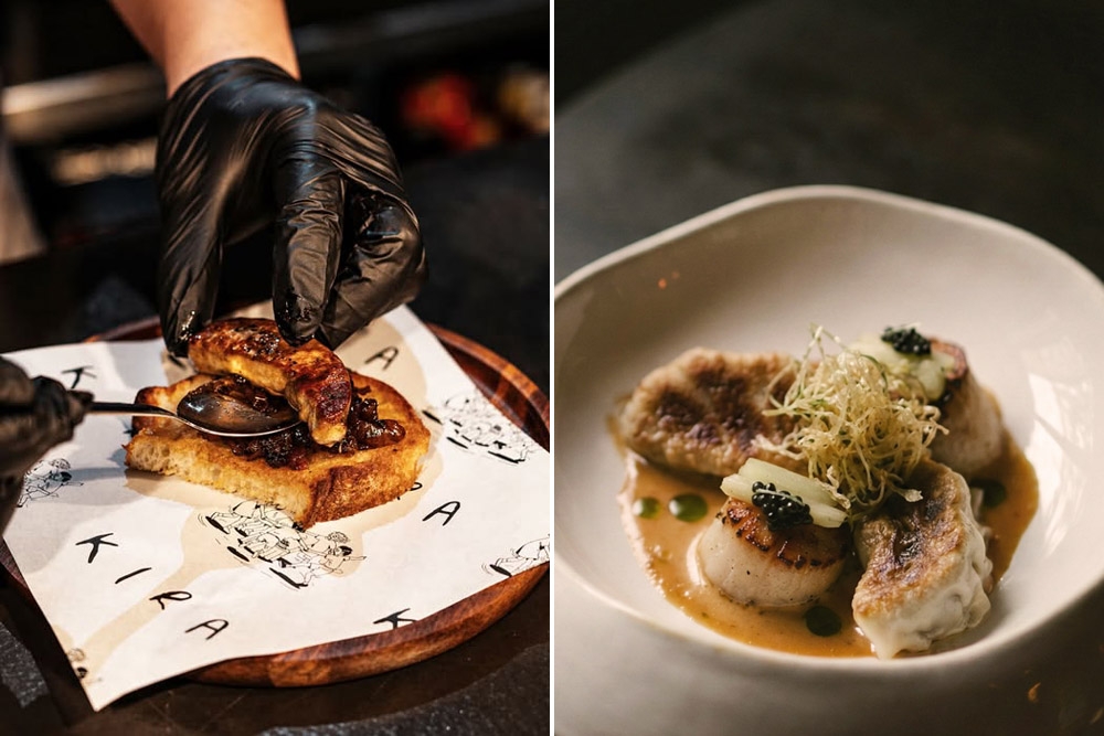 Foie gras i Hokkaido školjke