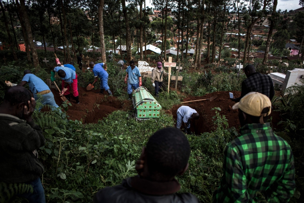 Family members react as they watch a victim of the Ebola virus being buried in Butembo. An outbreak of the ebola virus has been blamed for dozens of deaths in the east of the Democratic Republic of the Congo, African health authorities said on May 15, 2026. — AFP file pic