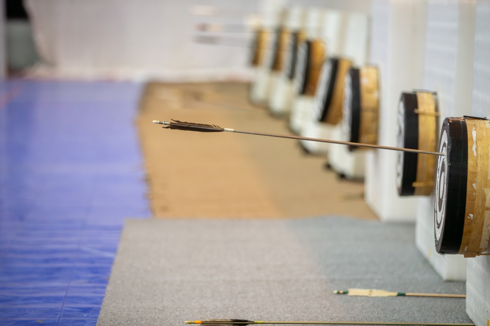 Silence descended across a rented sports hall in Petaling Jaya as more than 40 curious visitors gathered to watch members of the Kuala Lumpur Selangor Kyudo Club practice Japan’s ancient martial art of archery. — Picture by Raymond Manuel