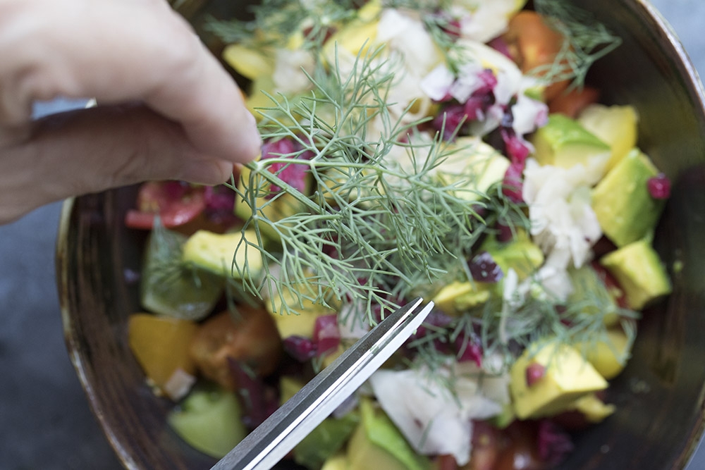 Snip fresh dill over the salad just before serving. — Picture by CK Lim