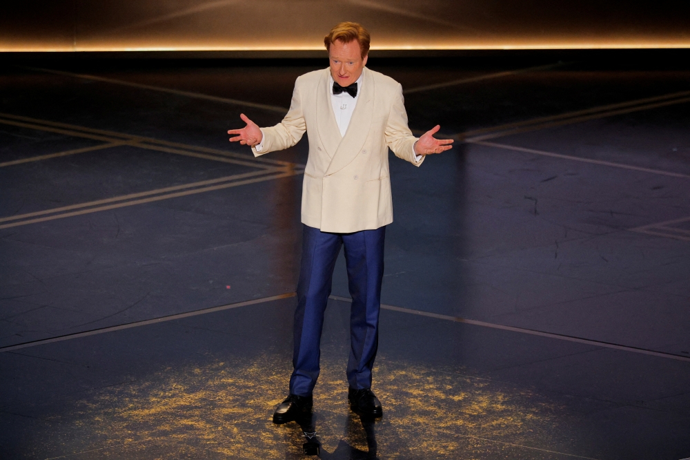 Conan O’Brien speaks on stage during the Oscars show at the 98th Academy Awards in Hollywood, Los Angeles, California March 15, 2026. — Reuters pic