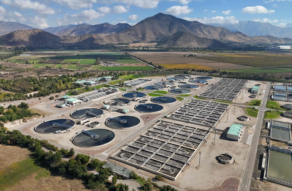 Aerial view of a wastewater treatment plant, known as biofactories, where the waters of the Mapocho River are treated in Santiago on May 7, 2026. — AFP pic