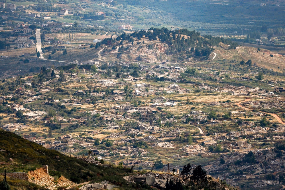 Destroyed buildings are pictured in the village of Kfarkila in southern Lebanon as seen from across the border in the Upper Galilee region of northern Israel on May 29, 2026. — AFP pic
