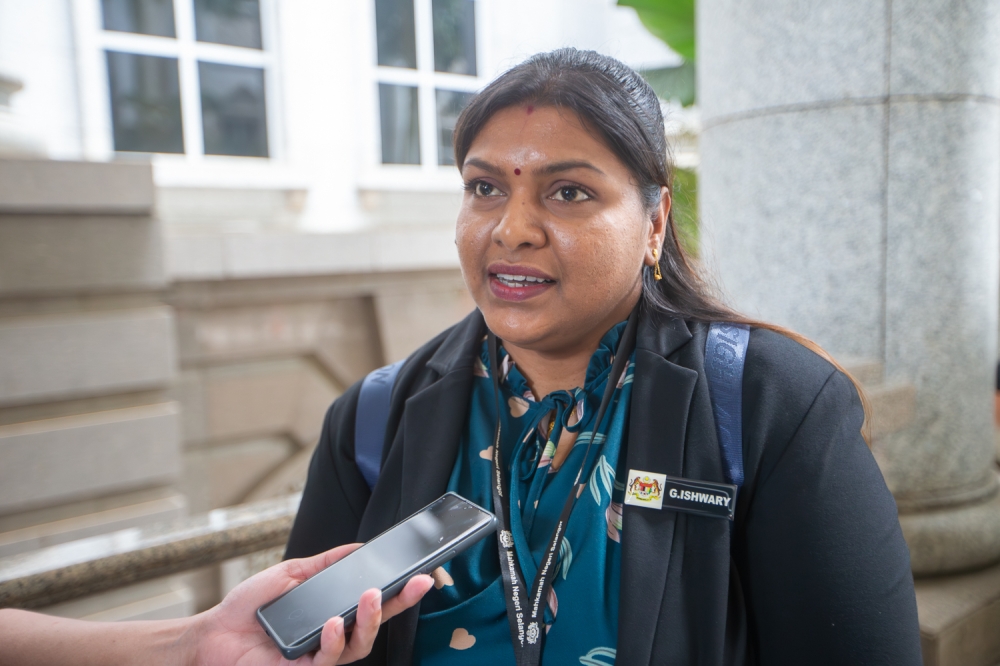 VLO G Ishwary speaks to Malay Mail during an interview at the Palace of Justice. — Picture by Raymond Manuel