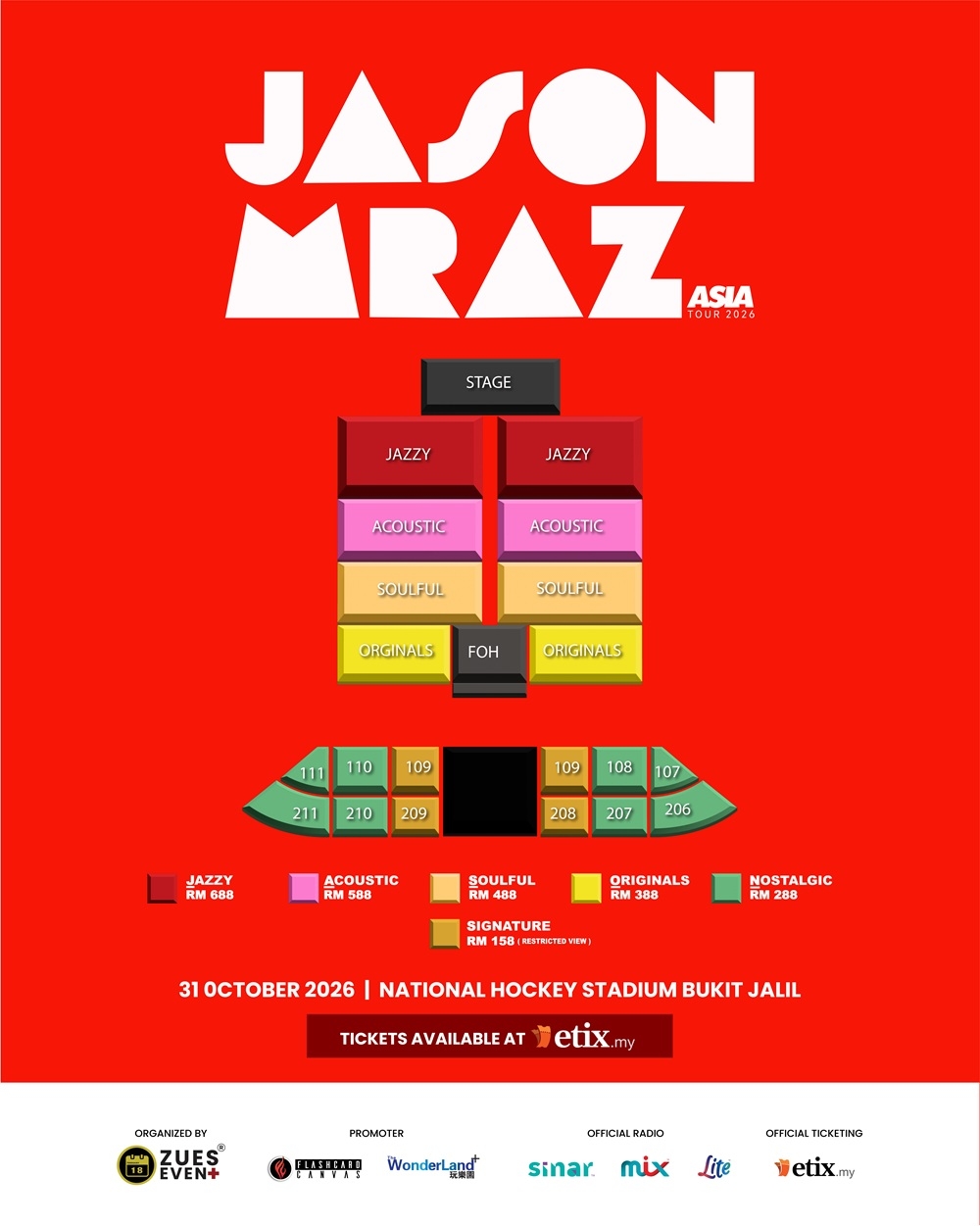 Tickets are priced between RM158 and RM688 depending on category, with all seats ticketed. — Picture courtesy of Zues Event