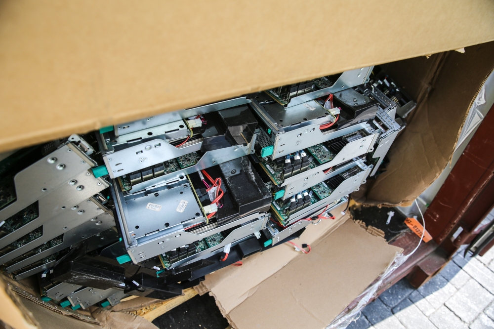 Shipping containers filled with e-waste at Westports Malaysia in Port Klang, Selangor. — Picture by Yusof Isa