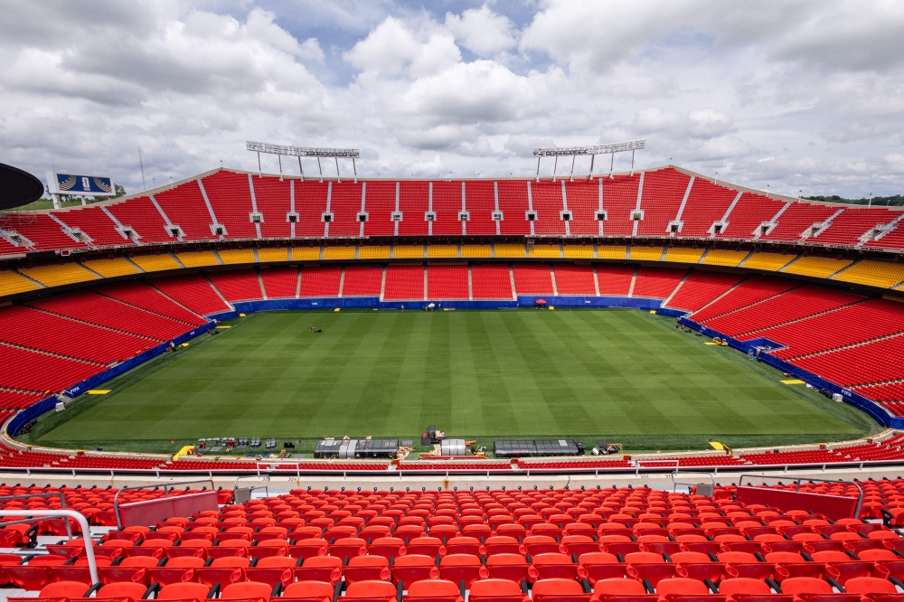 The pitch at Kansas City Stadium — temporarily renamed from Arrowhead for the 2026 FIFA World Cup — awaits final touches in Kansas City, Missouri, May 29, 2026. — AFP pic