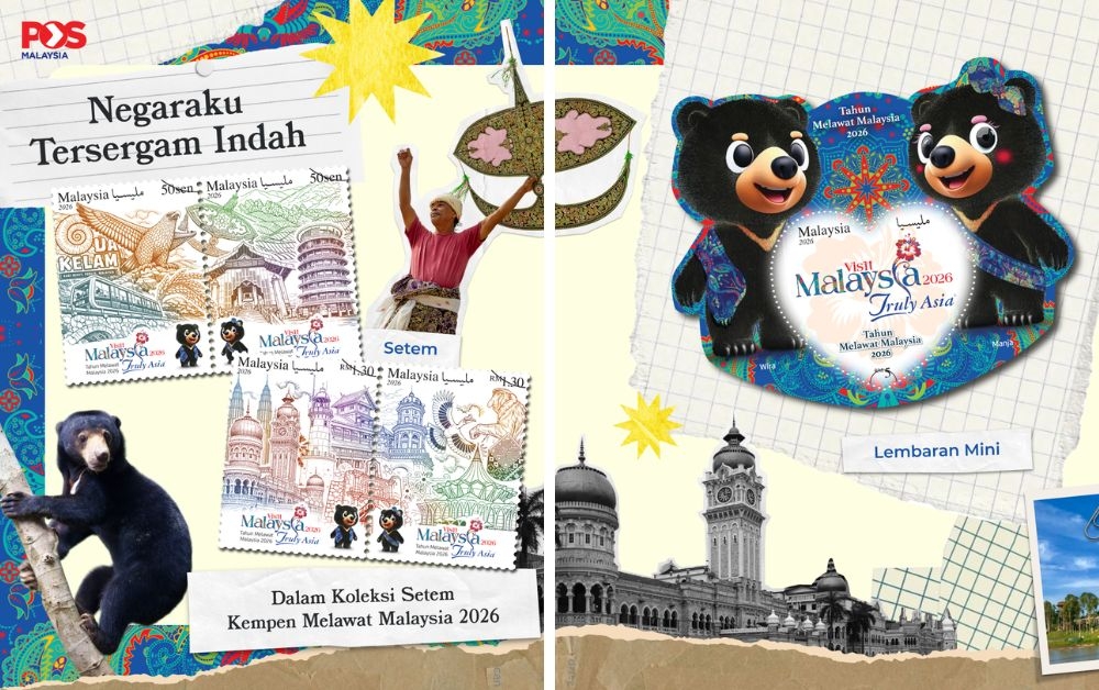 Pos Malaysia Berhad has launched a special stamp issue in conjunction with the Visit Malaysia 2026 campaign, highlighting the country’s cultural diversity and iconic destinations. — Pictures courtesy of Pos Malaysia
