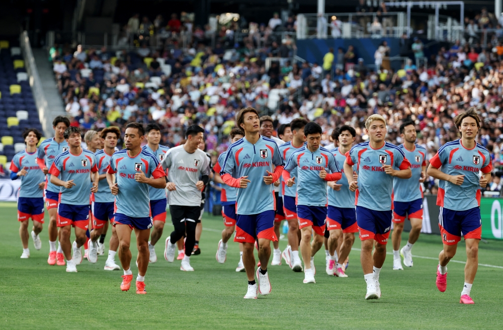 Japan’s Koki Ogawa with teammates during Fifa World Cup 2026 training at Geodis Park, Nashville, Tennessee June 8, 2026. — Alan Poizner/Imagn Images pic via Reuters