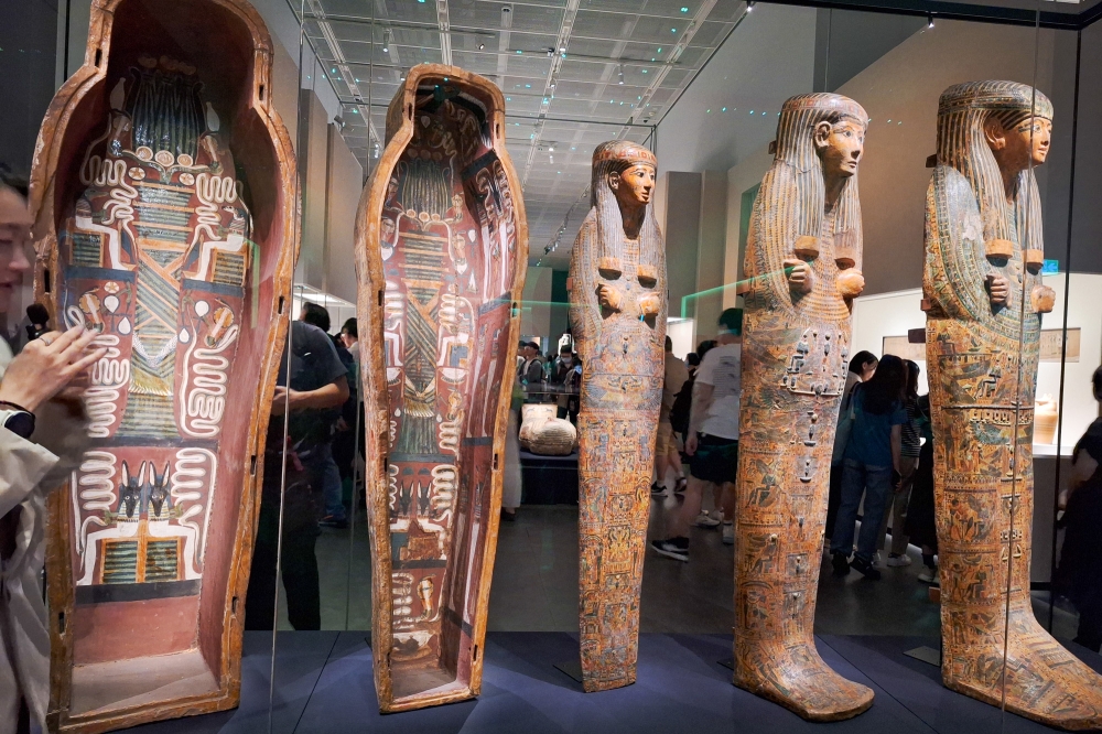 A coffin from ancient Egypt dating back thousands of years ago to about 1069 to 945 BCE (loaned from the Egyptian Museum in Cairo’s collection) is seen here at the Hong Kong Palace Museum. — Picture by Ida Lim