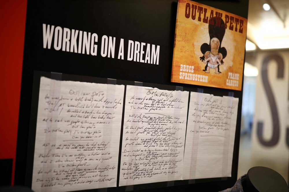 A copy of the book ‘Outlaw Pete’ is displayed during a press preview for “The Bruce Springsteen Archives and Center for American Music” at Monmouth University in West Long Branch, New Jersey on June 9, 2026. — AFP pic