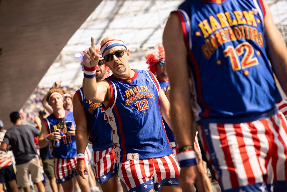 USA fans wear Harlem Globetrotters uniforms as they attend the 2026 World Cup Group D football match between USA and Paraguay at the Los Angeles Stadium in Inglewood, California, on June 12, 2026. — AFP pic