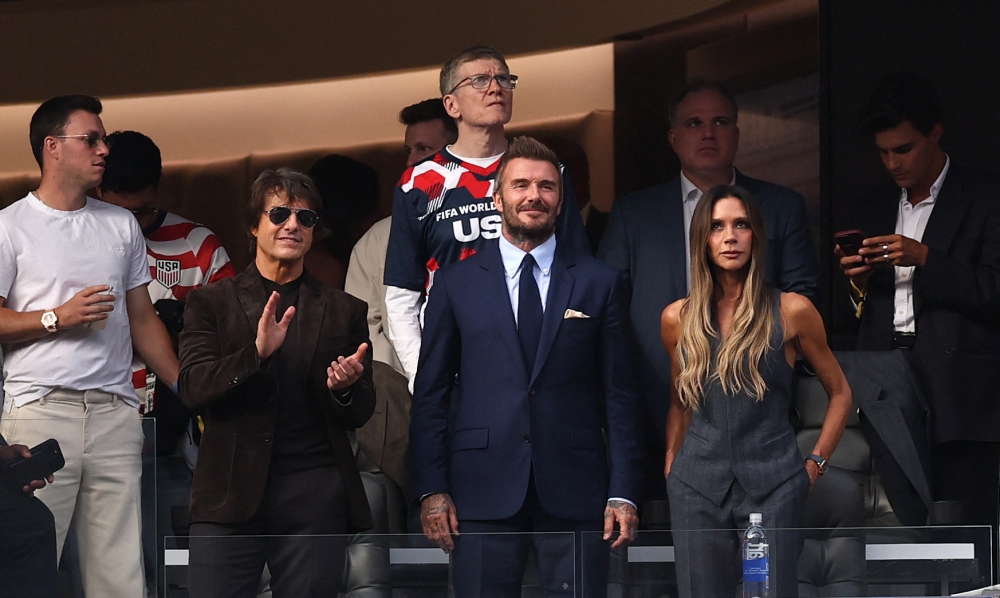 Tom Cruise, David and Victoria Beckham pictured during the Fifa World Cup 2026 Group D match between USA and Paraguay at Los Angeles Stadium on June 12, 2026 in Los Angeles, California. — Stu Forster/Getty Images North America/Getty Images pic via AFP