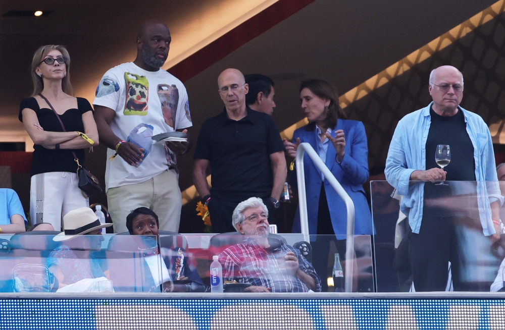 Filmmaker George Lucas and his wife Mellody Hobson in the stands during the Fifa World Cup 2026 Group D match between USA and Paraguay at Los Angeles Stadium on June 12, 2026 in Los Angeles, California. — Reuters pic 