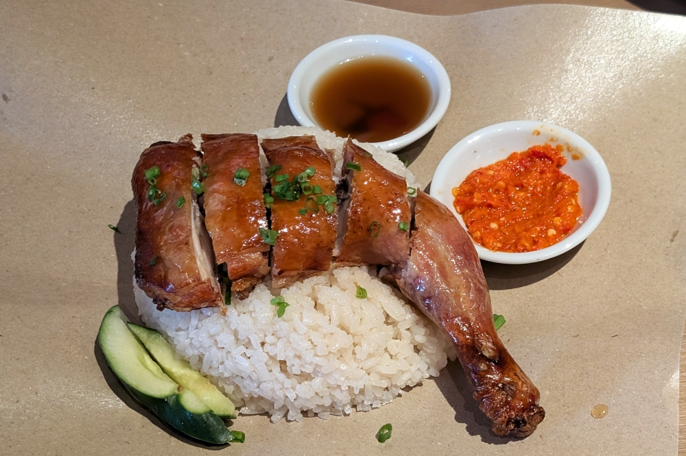 Reban’s ‘Nasi Ayam Kulit Naga’ features chicken sourced from a local farm in Kuala Selangor. — Picture by Ethan Lau