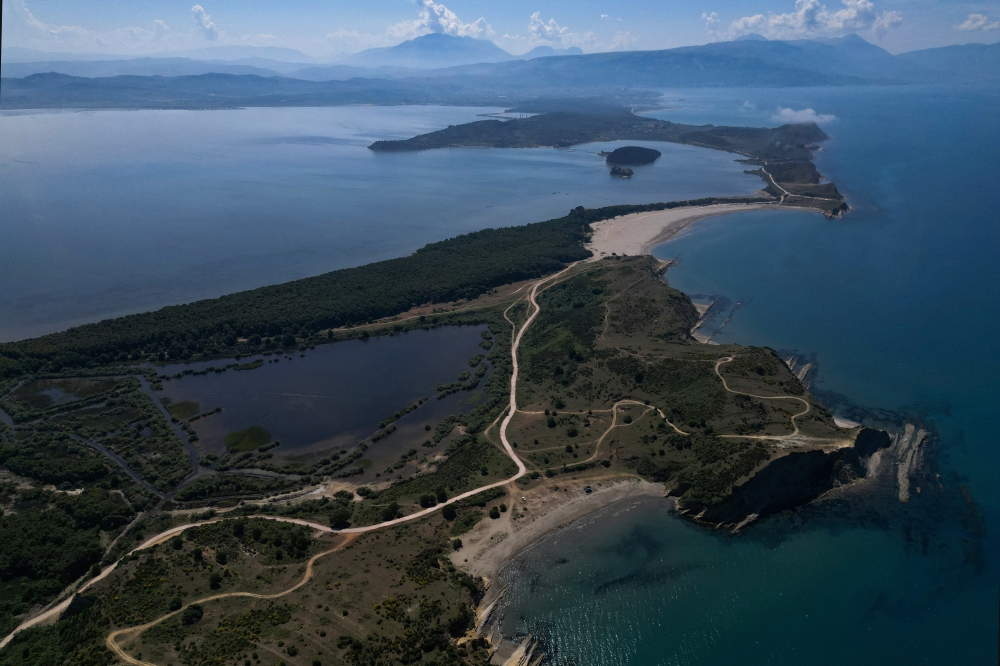 A drone view of a bay at the Vjosa-Narta Protected Area, where a luxury resort is planned by a company linked to Donald Trump’s son-in-law, Jared Kushner, in Zvernec near Vlora, Albania June 10, 2026. — Reuters pic