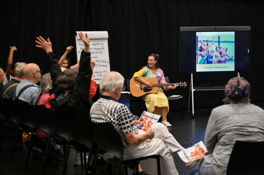 Attendees participate in the performance-based program Lincoln Center Moments for people living with dementia and their caregivers at the Lincoln Center in New York on June 3, 2026. — AFP pic