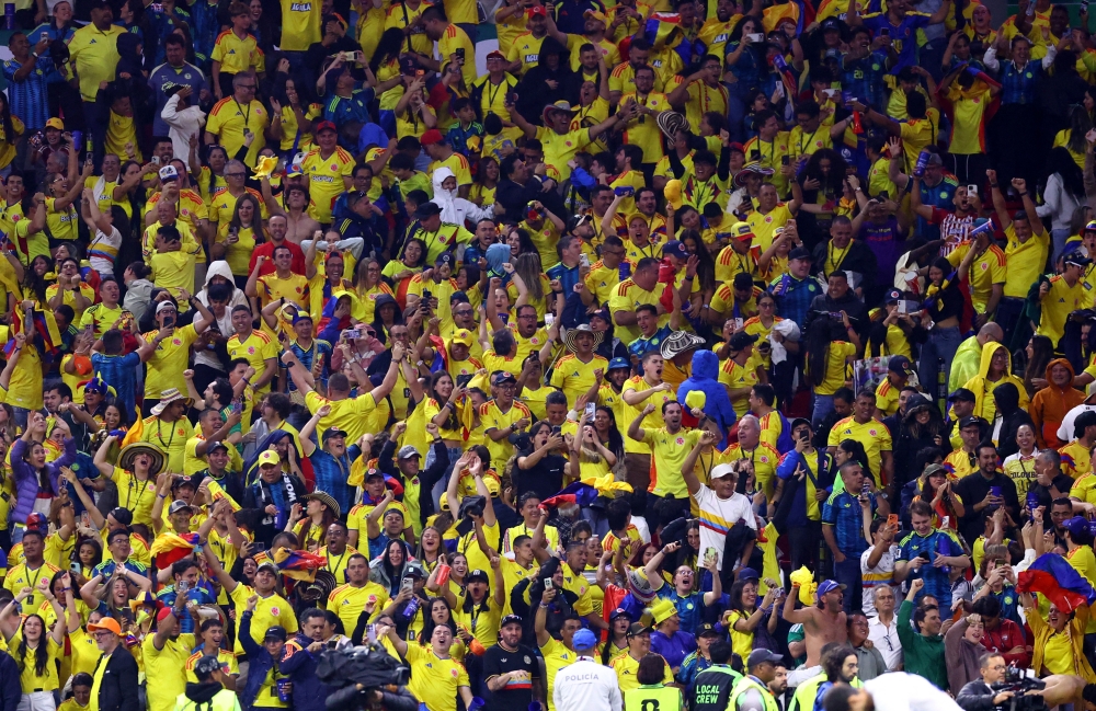 Colombia fans celebrate after the Fifa World Cup 2026 Group K match between Uzbekistan and Colombia at Estadio Azteca, Mexico City June 17, 2026. — Reuters pic