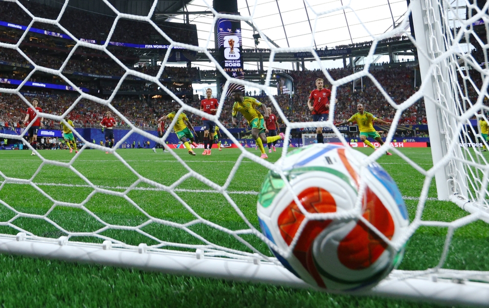 South Africa’s Teboho Mokoena celebrates scoring their first goal during the Fifa World Cup 2026 Group A match between Czech Republic and South Africa at Atlanta Stadium, Atlanta June 18, 2026. — Nathan Ray Seebeck/Imagn Images pic via Reuters