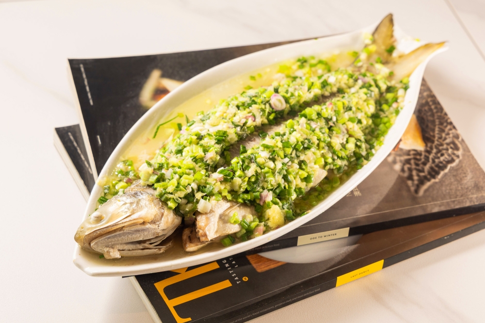 Threadfin fish in distilled grain sauce, a dish at George Private Kitchen, Hong Kong. — Picture courtesy of Hong Kong Tourism Board