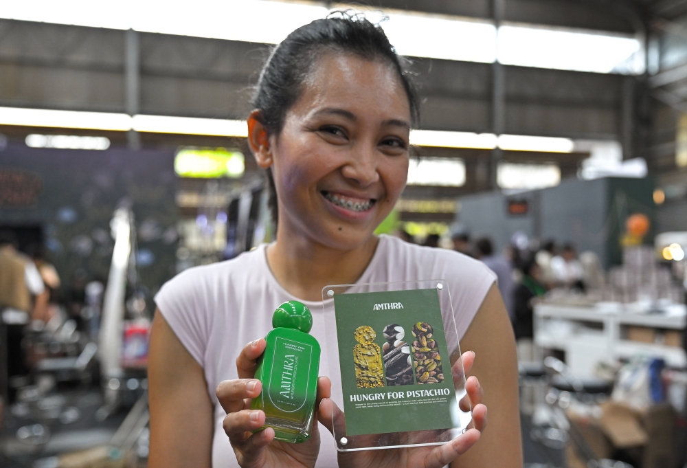 Amthra Bali founder Mitha Italia said creating food-inspired perfumes requires careful balancing of fragrance formulas. — Bernama pic