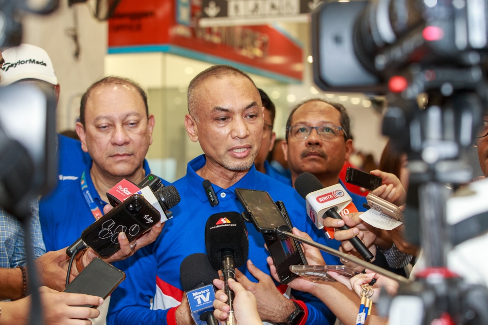 Outgoing Prasarana Malaysia Berhad President and Group Chief Executive Officer Amir Hamdan speaks to the media during a briefing and site visit on the first day of operations of the LRT3 Shah Alam Line, June 29, 2026. — Picture by Raymond Manuel