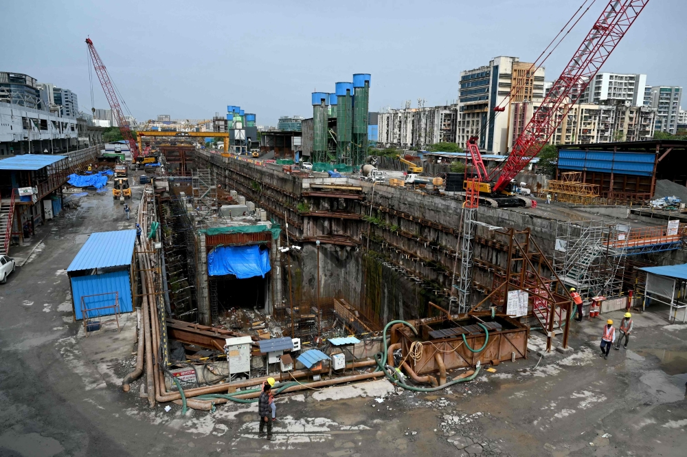 Workers are seen at the construction site of the Ahmedabad-Mumbai high-speed bullet rail project in Mumbai on June 25, 2026. — AFP pic