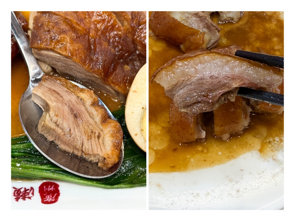 Cantonese Roast Duck (left) is a popular choice for diners due to its tender meat. Roast Goose (right) is served here without trimming the excess fat which melts like butter in the mouth. 