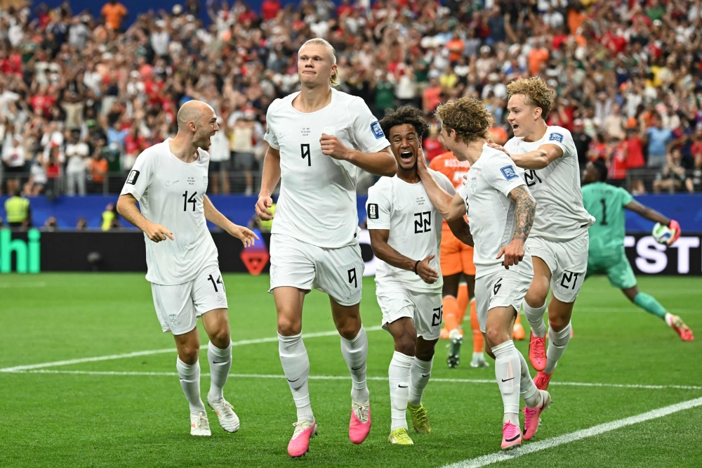 Norway’s forward #09 Erling Braut Haaland (centre) celebrates after scoring his team’s second goal during the 2026 World Cup round of 32 football match between Ivory Coast and Norway at the Dallas Stadium in Arlington on June 30, 2026. — AFP pic