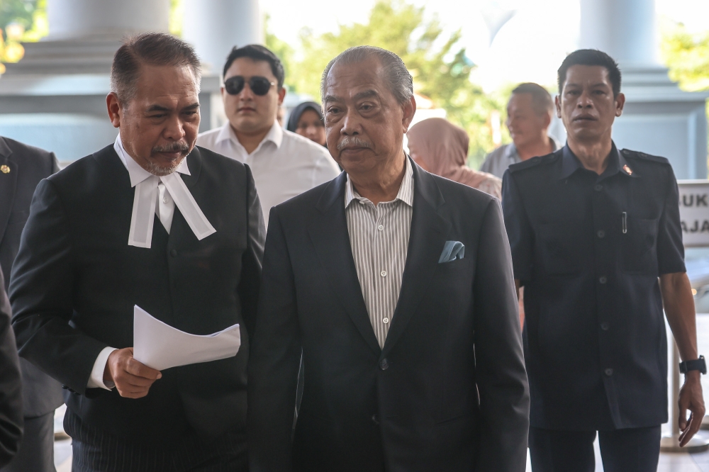 Former prime minister Tan Sri Muhyiddin Yassin arrives at the Kuala Lumpur High Court Complex on July 6, 2026. — Picture by Yusof Isa
