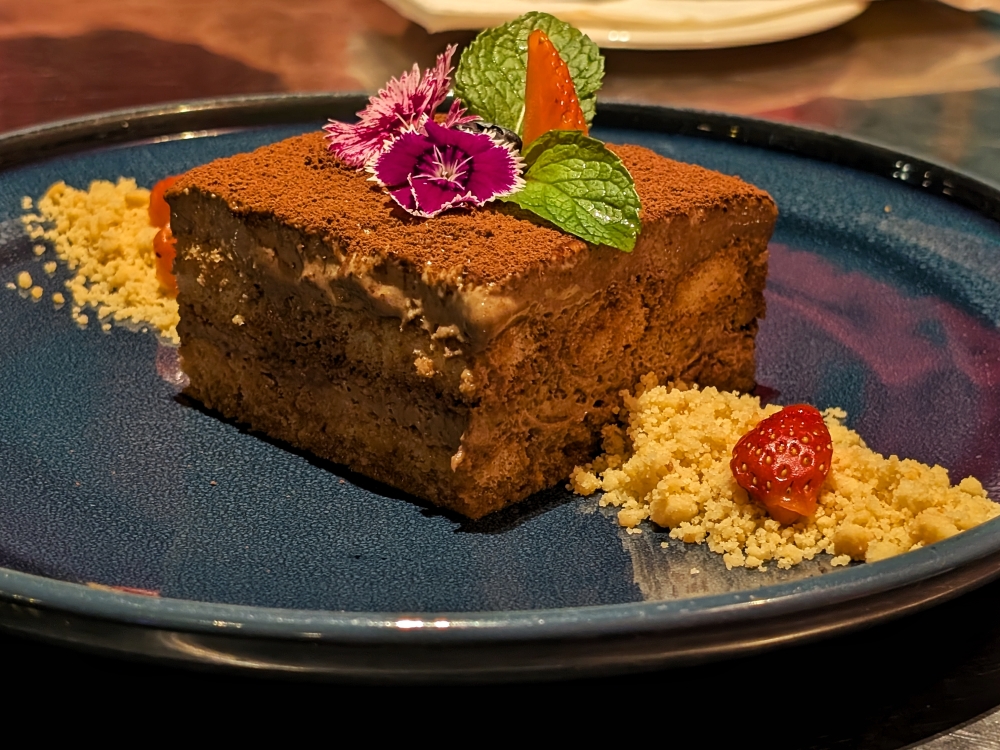 Swapping ‘hojicha’ for coffee, Soon Heng’s tiramisu offers one final surprise at the end of the meal. — Picture by Ethan Lau