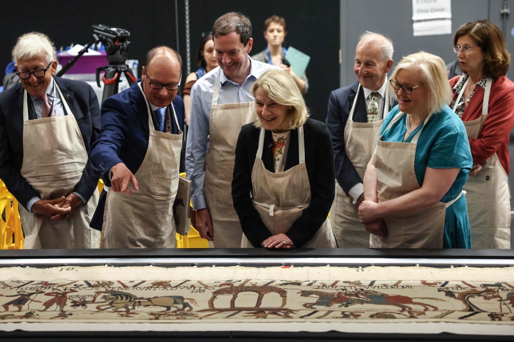 British Museum reveals sections of Bayeux Tapestry after its ‘titanic’ journey to London