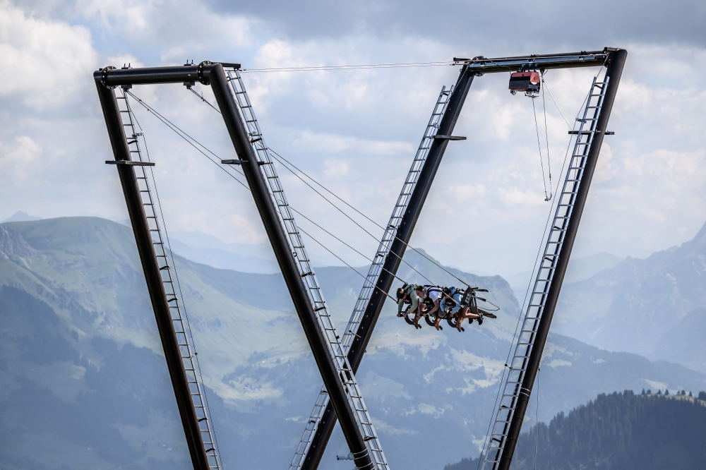 The Grand Chamossaire swing, which opened earlier this month, is the latest effort by Alpine ski resorts to attract off-season visitors. — AFP pic