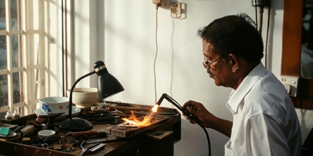 Each piece of jewellery was handmade by Raju Murugesan at their shop in Queen Street. — Picture courtesy of Penang Global Tourism.