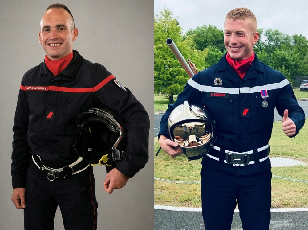 Firefighters Corporal Anthony Bertome (left) and Corporal Wilfried Schmitter, died while responding to a wildfire near Bordeaux, France, on July 21, 2026. — Handout pic by SDIS 33 Fire and Rescue Service via AFP